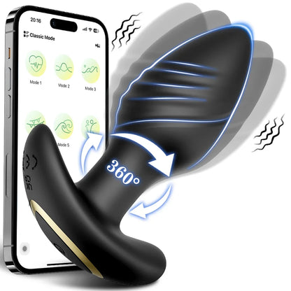 APP Controlled Rotating Butt Plug with 360° Wiggle Motion