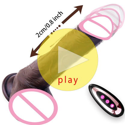 Thrusting Heating Realistic Dildo with Anal Plug