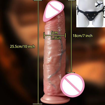 Realistic Squirting Penis Dildo with Movable Foreskin - for G-Spot & Anal