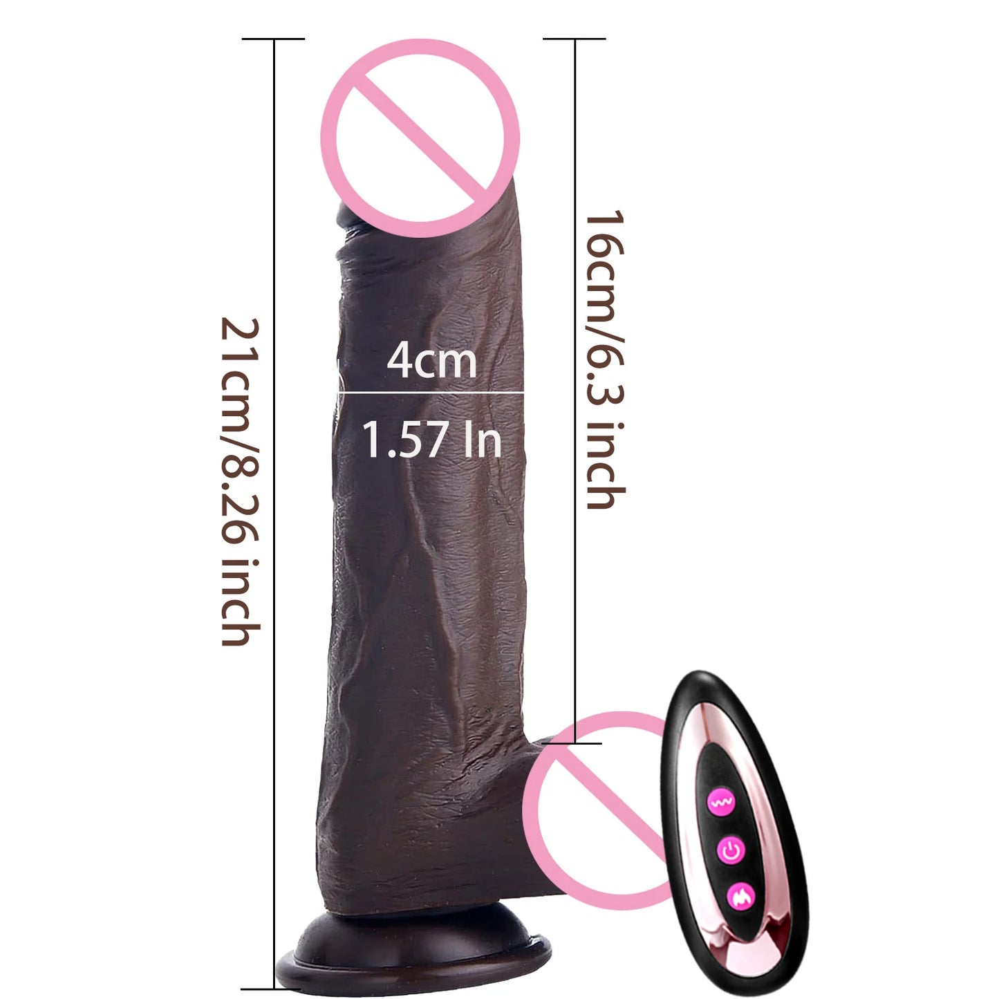Heating Realistic Dildo with Telescopic Penis & Butt Plug
