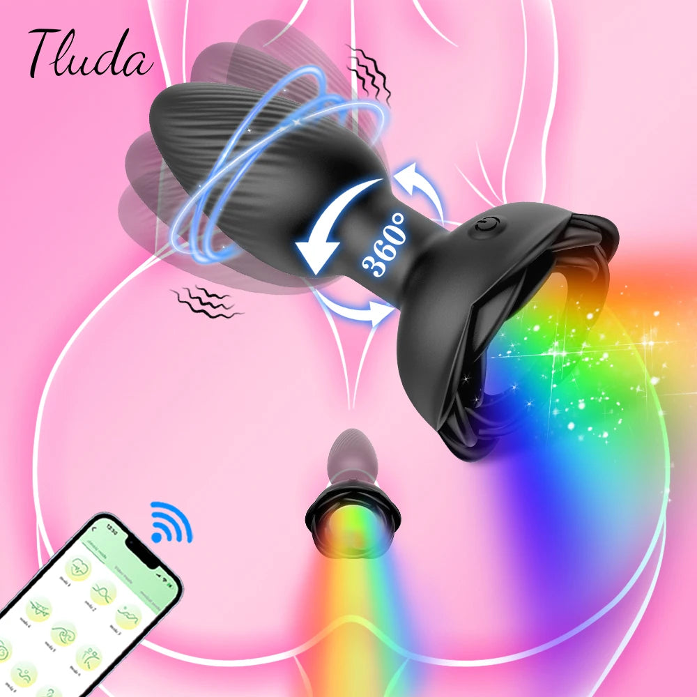 360° Rotation APP Butt Plug with LED & Wiggle Prostate Massager
