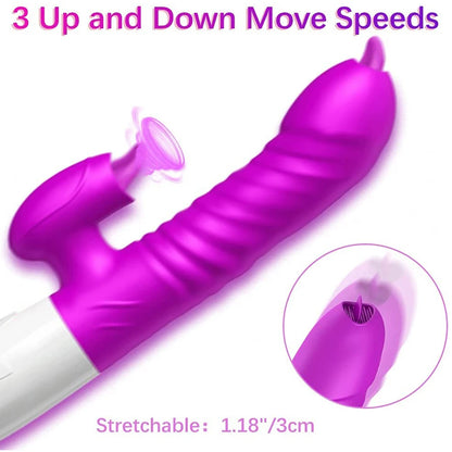 Fast Orgasm Vibrator Dildo with Licking Heating & Clit Suction