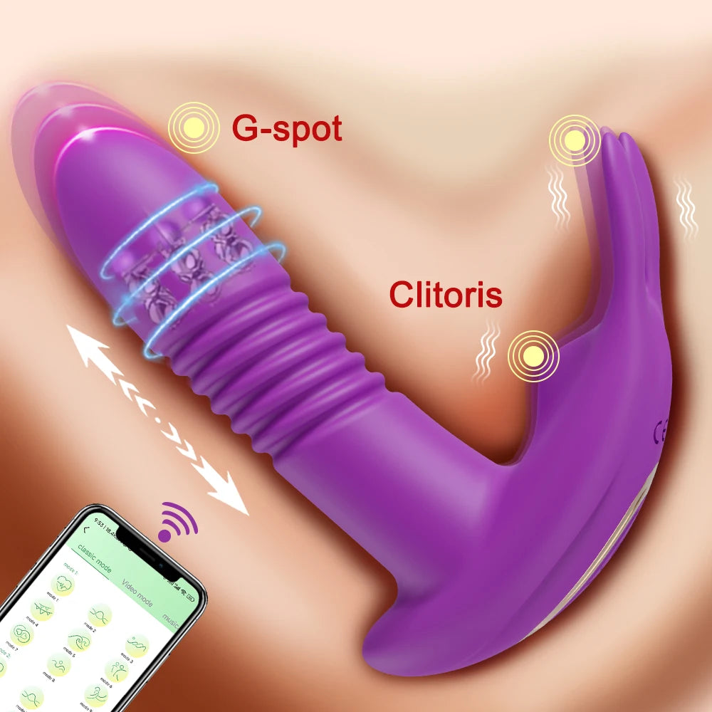 App Controll Thrusting Vibrator for G-Spot & Clit
