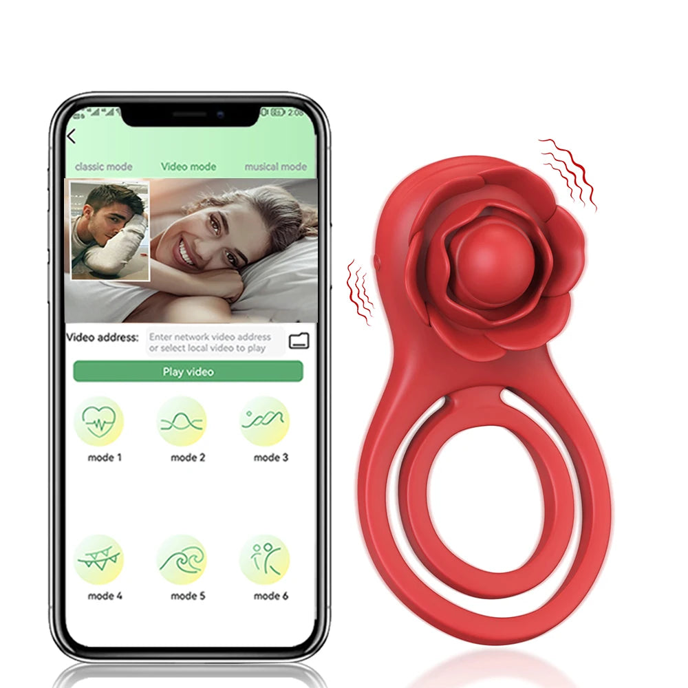 APP-Controlled Vibrating Cock Ring with Clit Stimulator