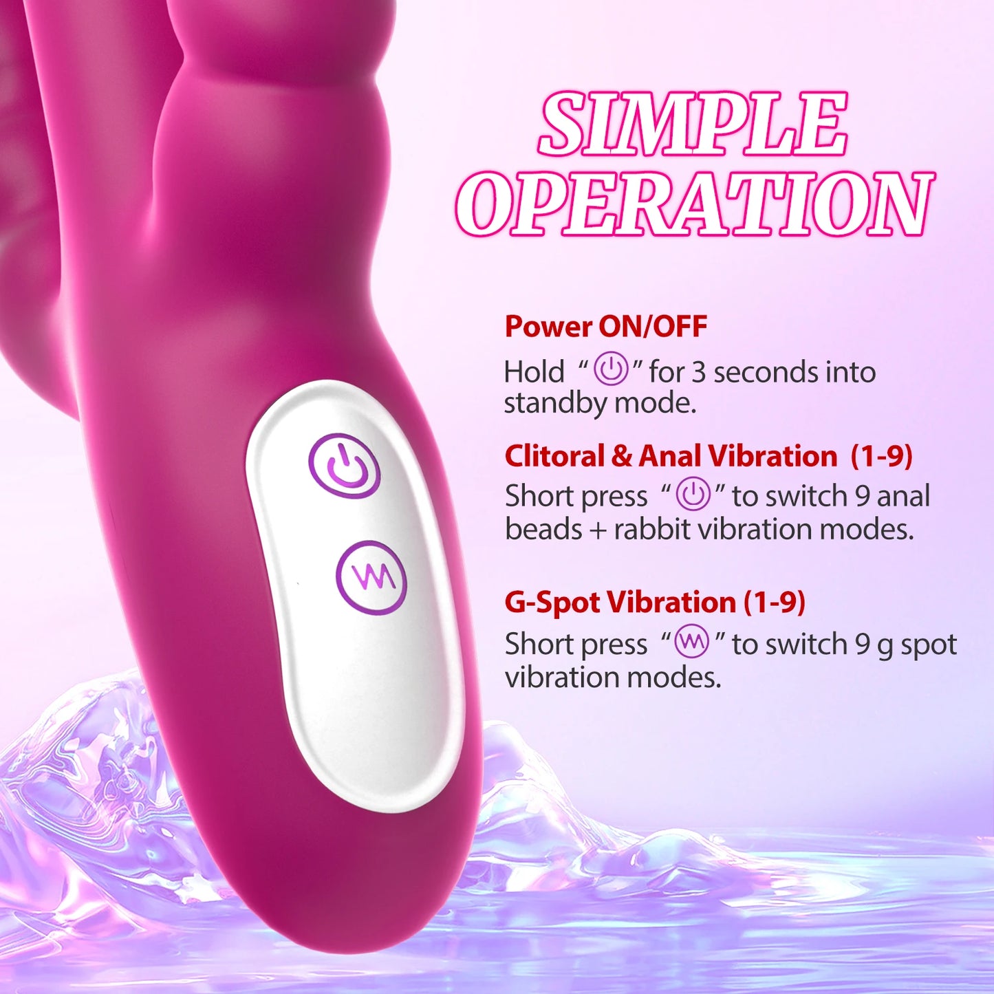 3-in-1 Dildo Rabbit Vibrator G-Spot & Clitoral Anal Stimulator