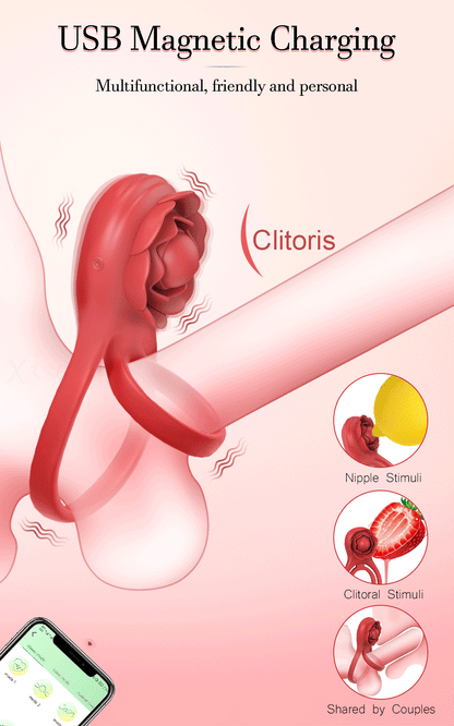 APP-Controlled Vibrating Cock Ring with Clit Stimulator
