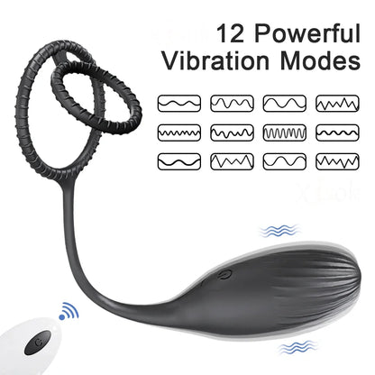 Remote Control Prostate Massager & Vibrating Butt Plug Cock Ring Combo