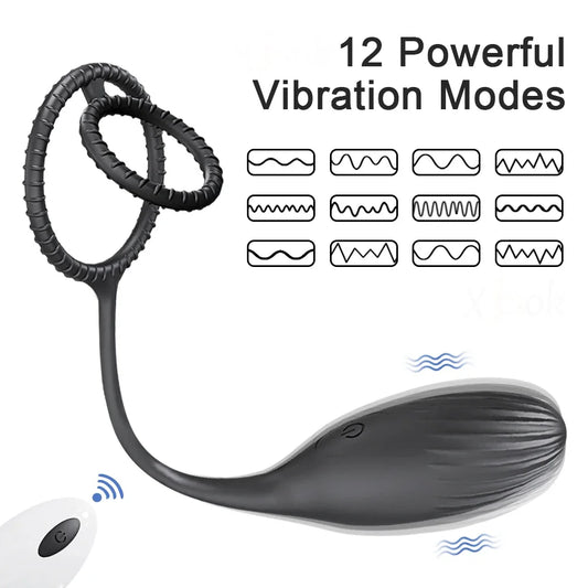 Remote Control Prostate Massager & Vibrating Butt Plug Cock Ring Combo
