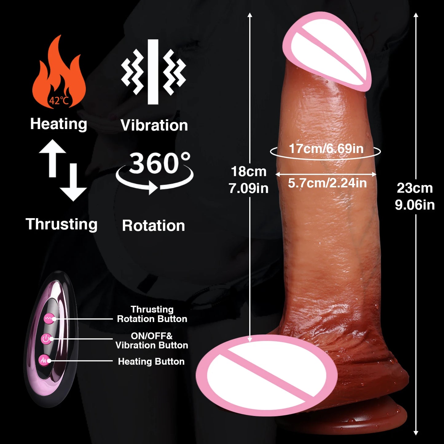 Big Heating Thrusting Dildo for G-Spot & Anal