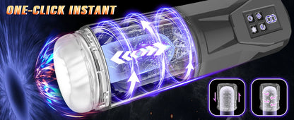 LCD Automatic Male Masturbator with 7 Vibrating Rotating Thrusting & Licking Modes