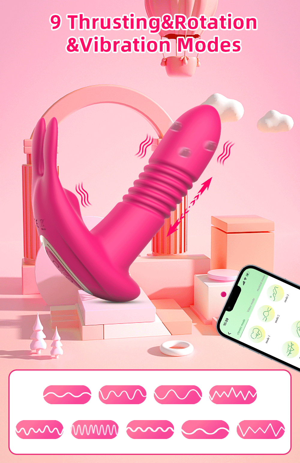APP Control Thrusting Dildo: Rotating Telescopic G-Spot Massager