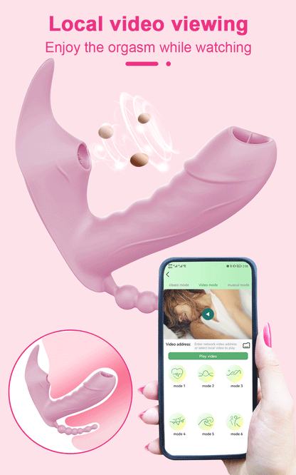 Bluetooth APP-Controlled 3-in-1 Dildo & Clit Sucker