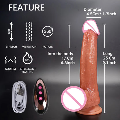 Heating Realistic Dildo with Vibration & Anal Plug