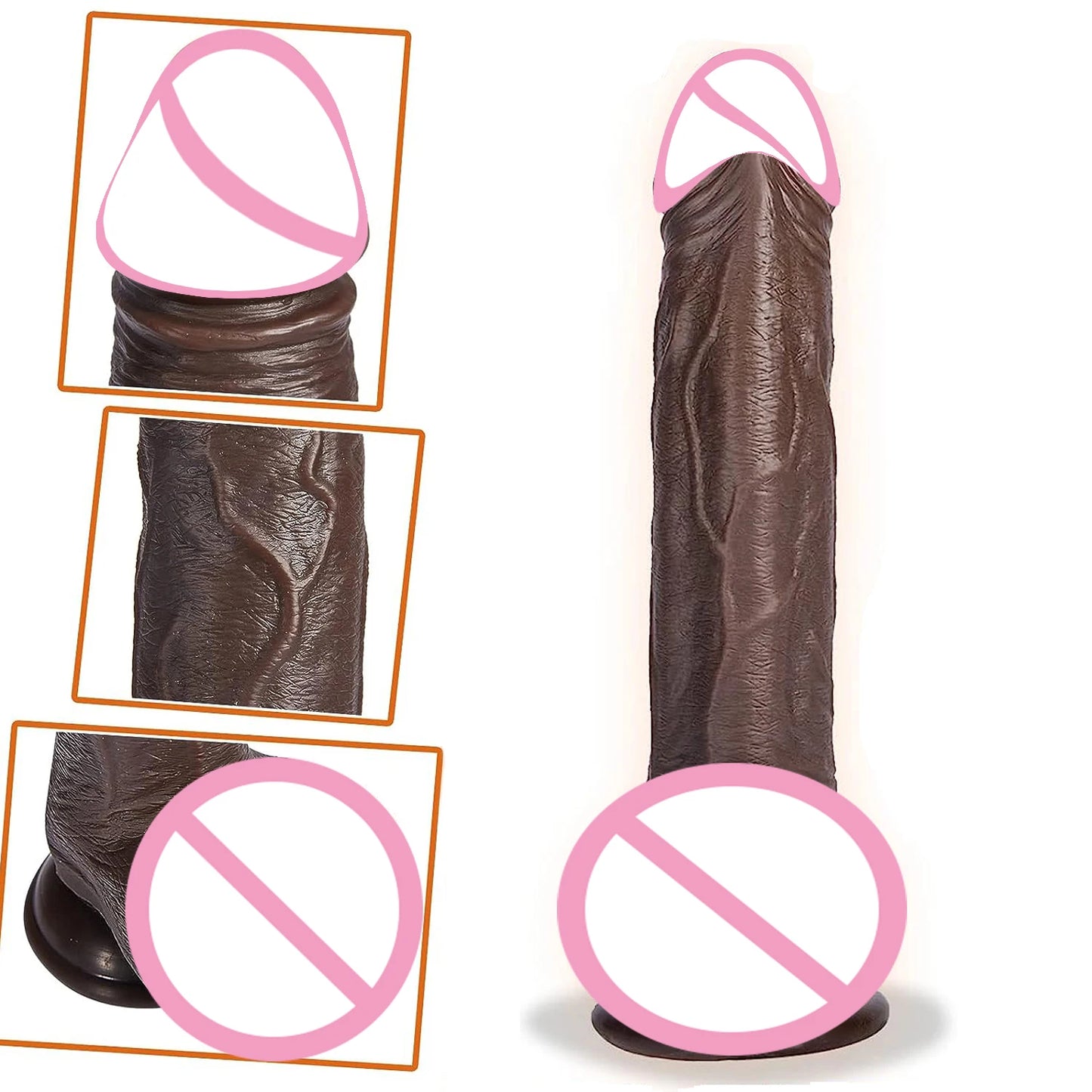 Black Realistic Heating Dildo with Telescopic Vibration