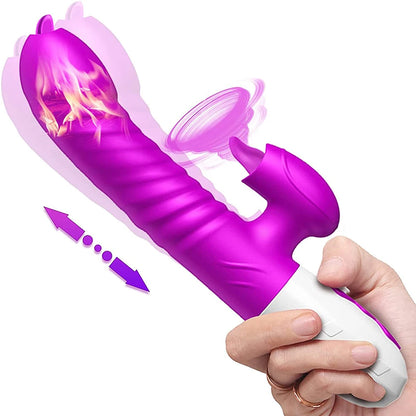 Fast Orgasm Vibrator Dildo with Licking Heating & Clit Suction