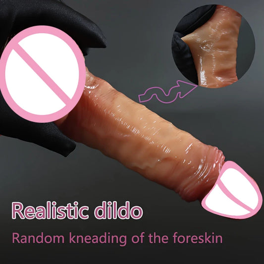 Sliding Foreskin Dildo - Big Realistic Cock for Anal & Solo Play