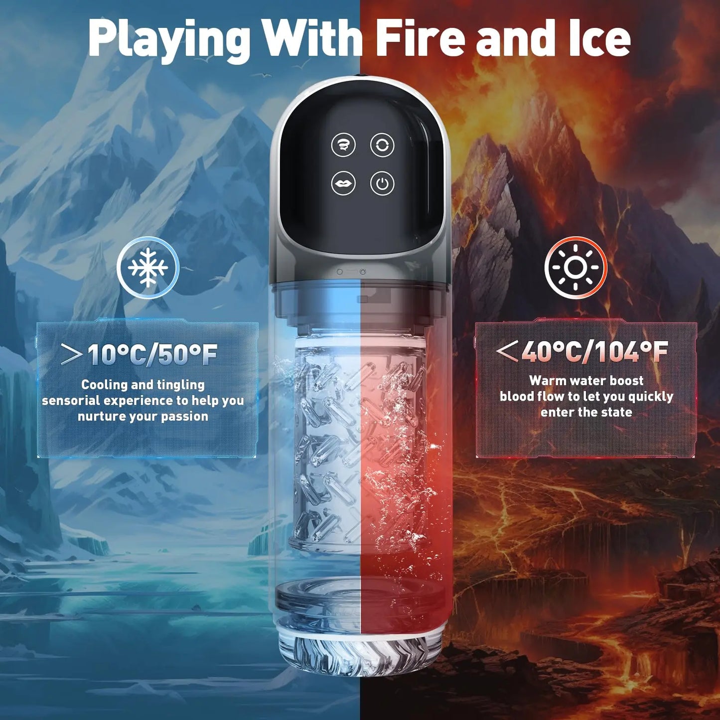 LCD Automatic Sucking Licking Male Masturbator with 14 Powerful Modes