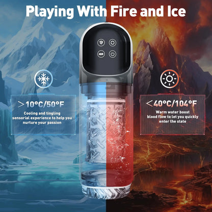 LCD Automatic Sucking Licking Male Masturbator with 14 Powerful Modes