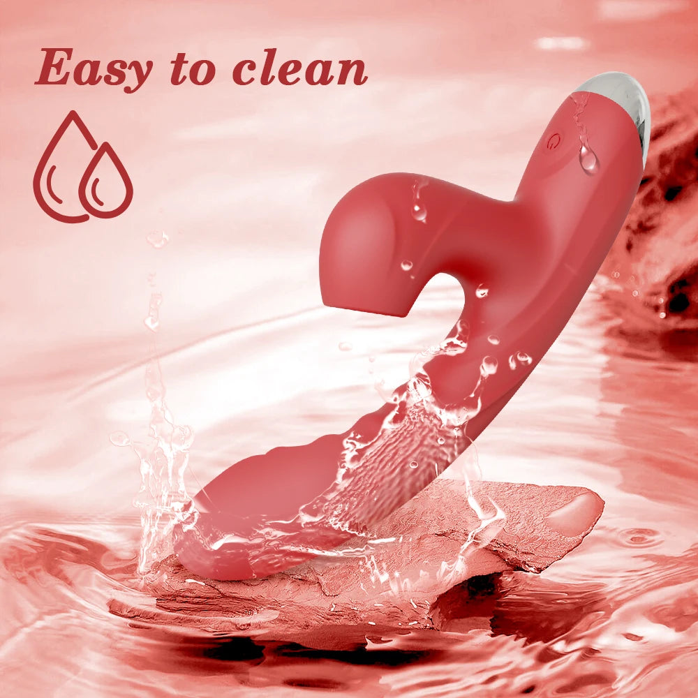 Dual-Action Vibrator: Clitoral Sucker & G-Spot Dildo