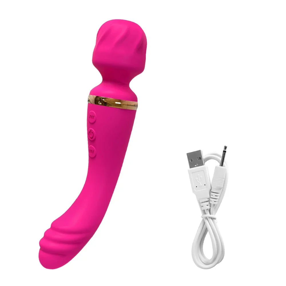 2-in-1 G-Spot and Clit Wand Vibrator with Nipple Stimulator