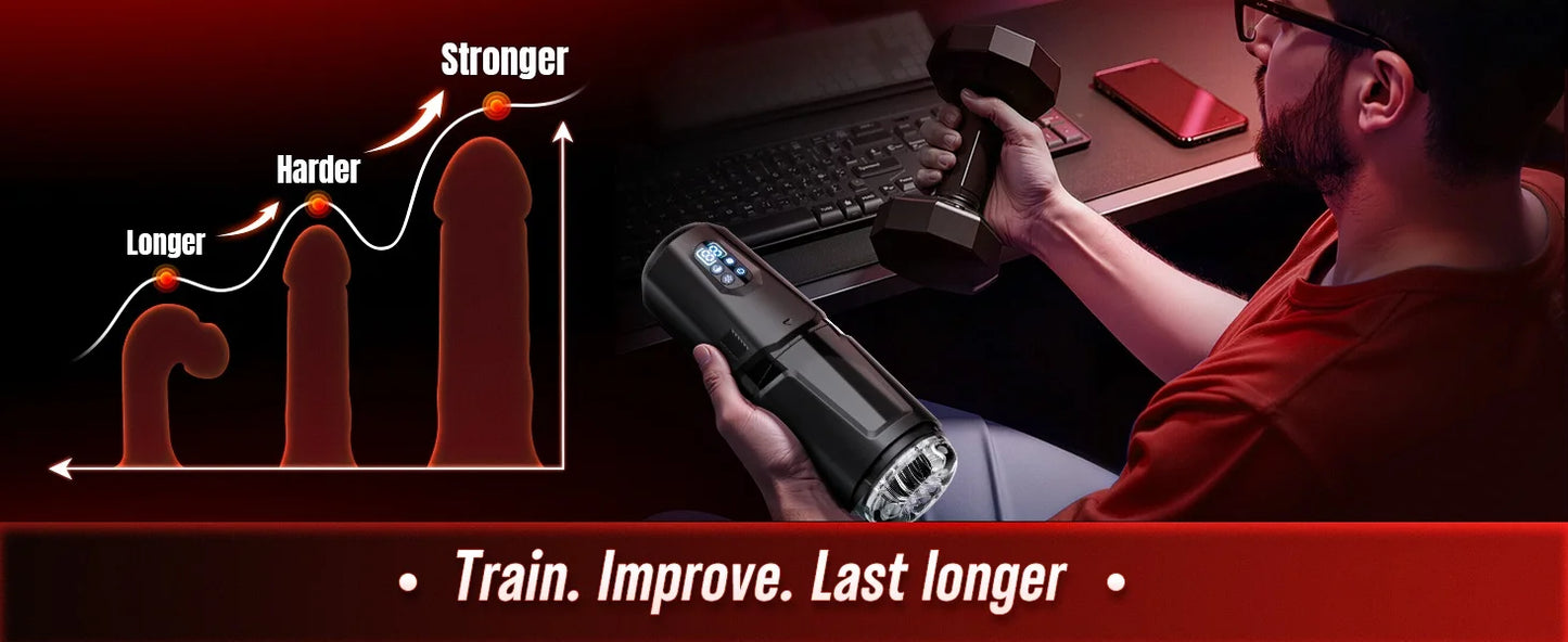 AI Sync Automatic Thrusting Rotation Male Masturbator with LCD Display