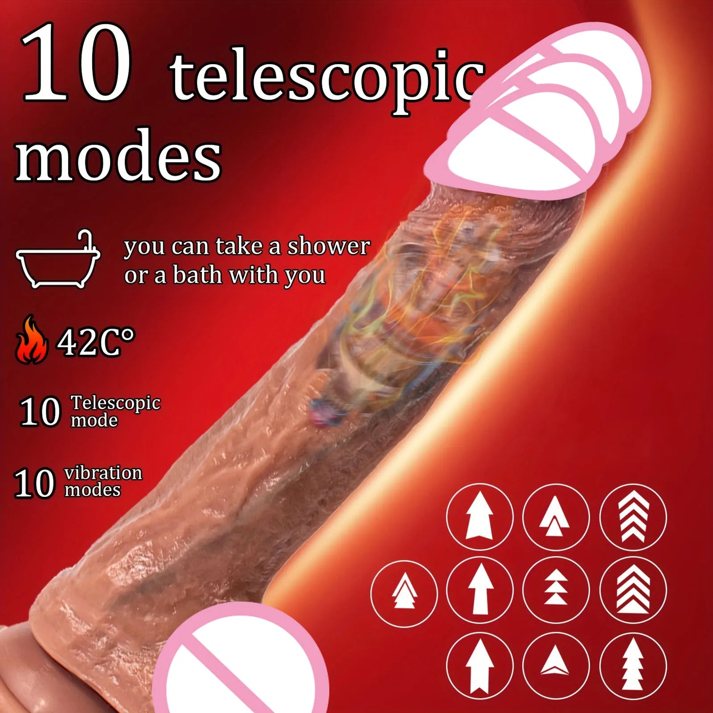 Telescopic Thrusting Realistic Dildo with Suction Cup