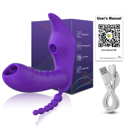 Bluetooth APP-Controlled 3-in-1 Dildo & Clit Sucker