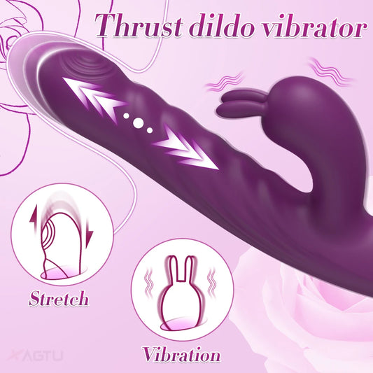 Thrusting Rabbit Vibrator for Women with G-Spot & Clitoral Stimulation