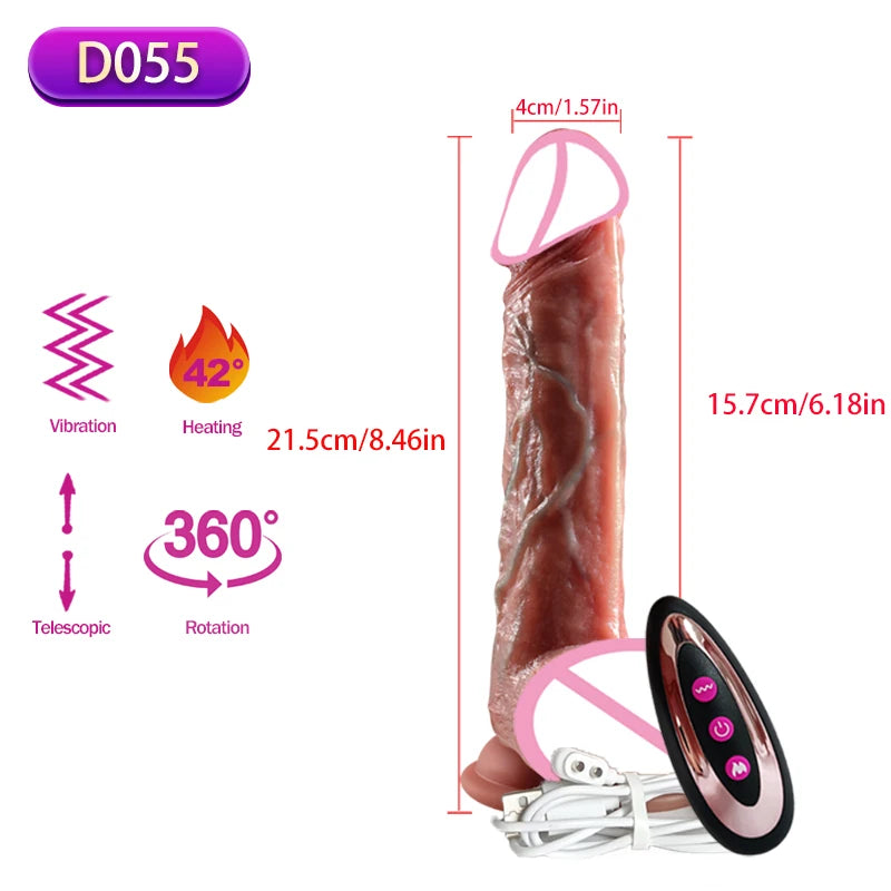 Heating Realistic Dildo with Remote Control