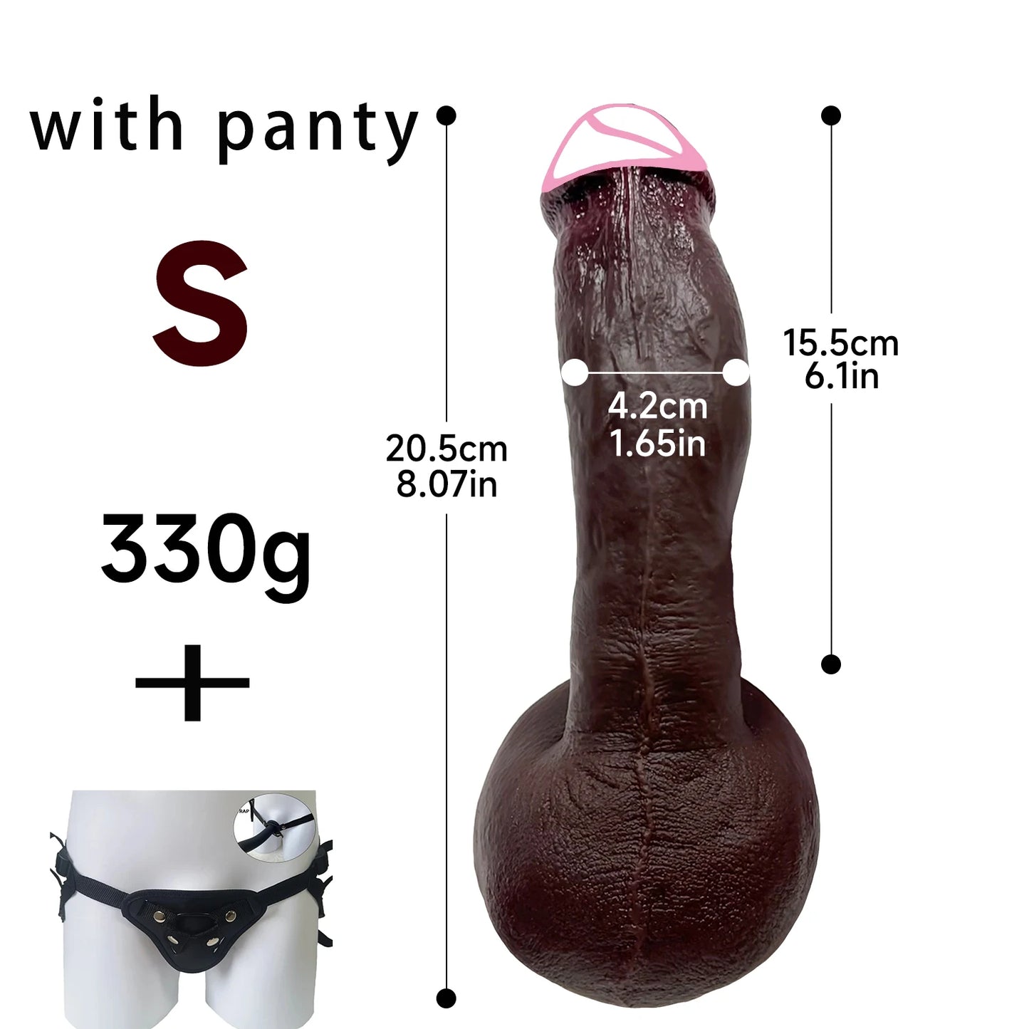 3-Size Realistic Skin-Feel Dildo with Anal Plug