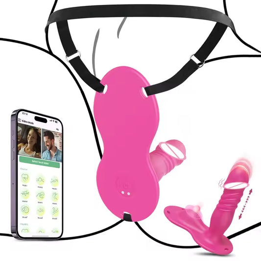 APP-Controlled Grinding Strap-On for G-Spot & Clit