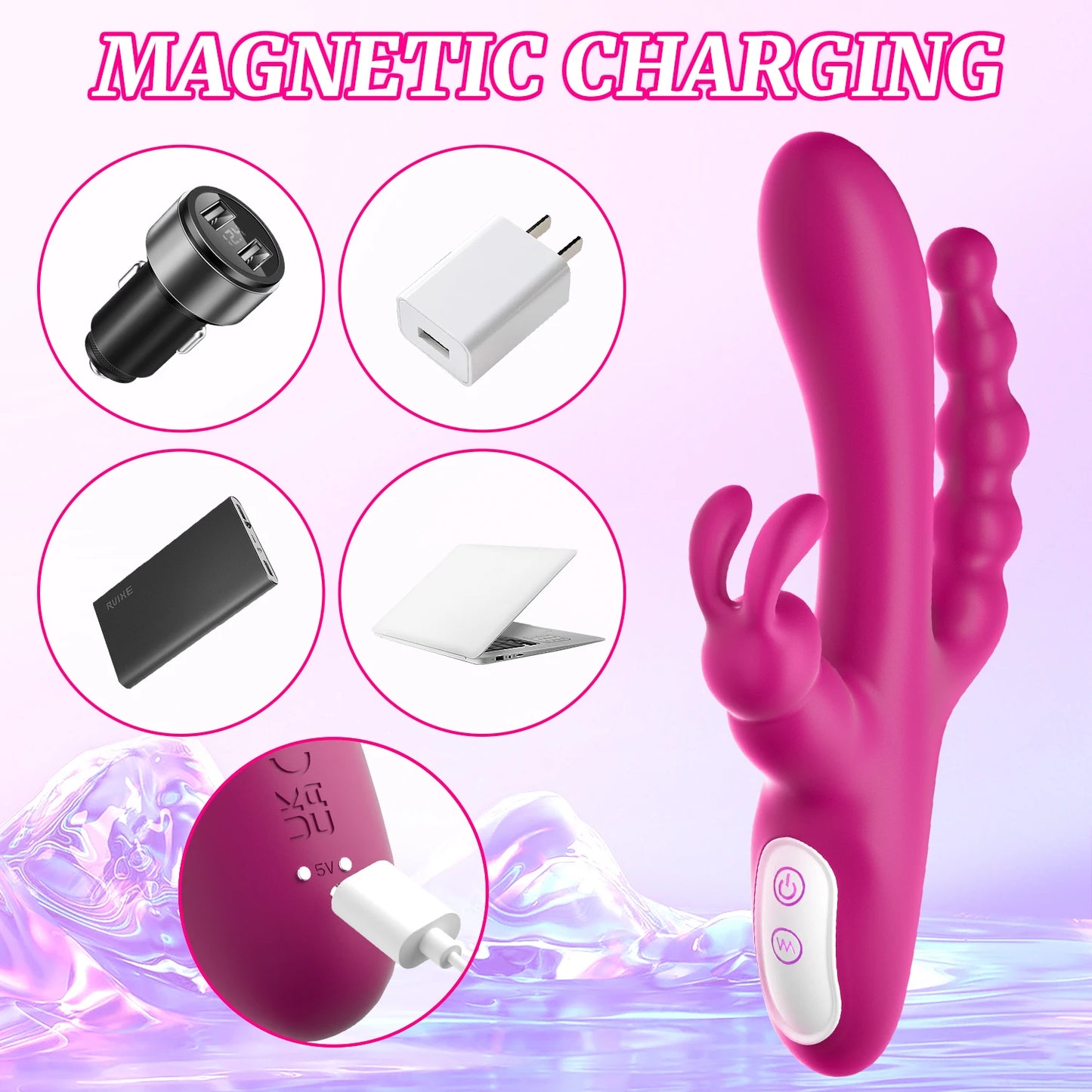 3-in-1 Dildo Rabbit Vibrator G-Spot & Clitoral Anal Stimulator