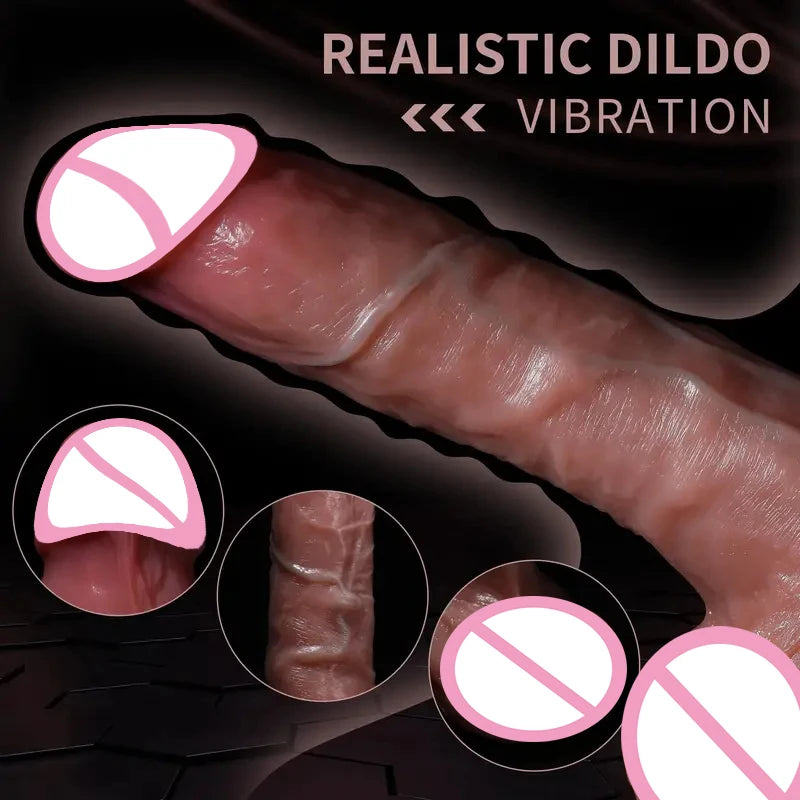 Heating Realistic Dildo with Vibration & Anal Plug