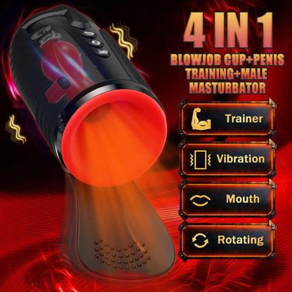 Penis & Testicle Massager - Vibrating Blowjob Machine with Delay Training