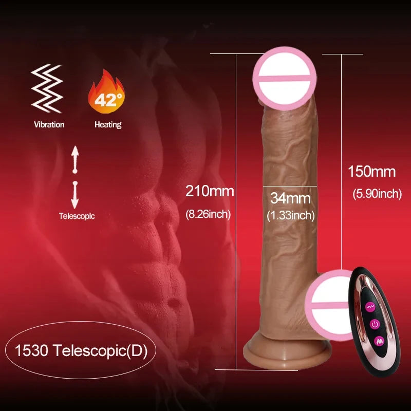 Heating Thrusting Realistic Dildo with Remote Control