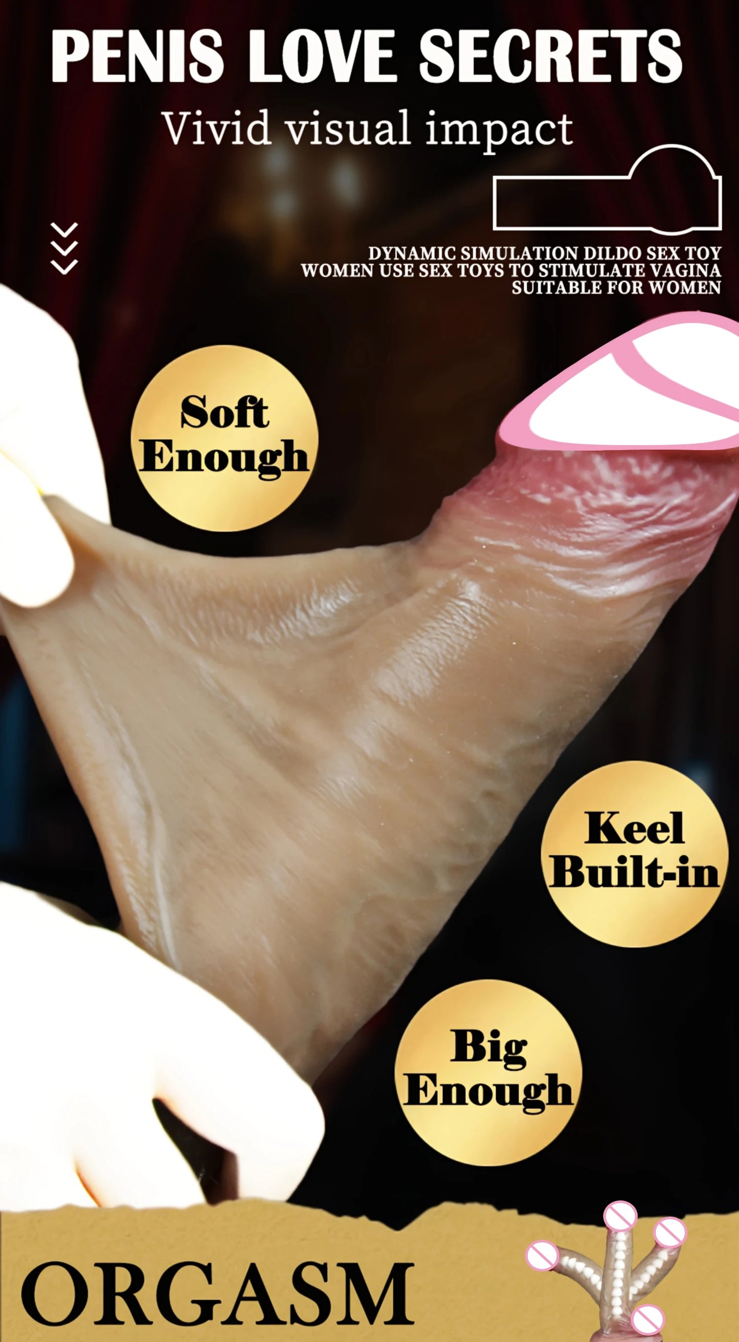 Realistic Sliding Foreskin Dildo - Lifelike Penis with Testicles