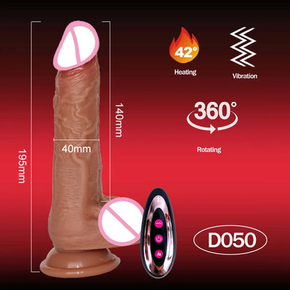 Telescopic Vibrating Realistic Dildo with Anal Plug