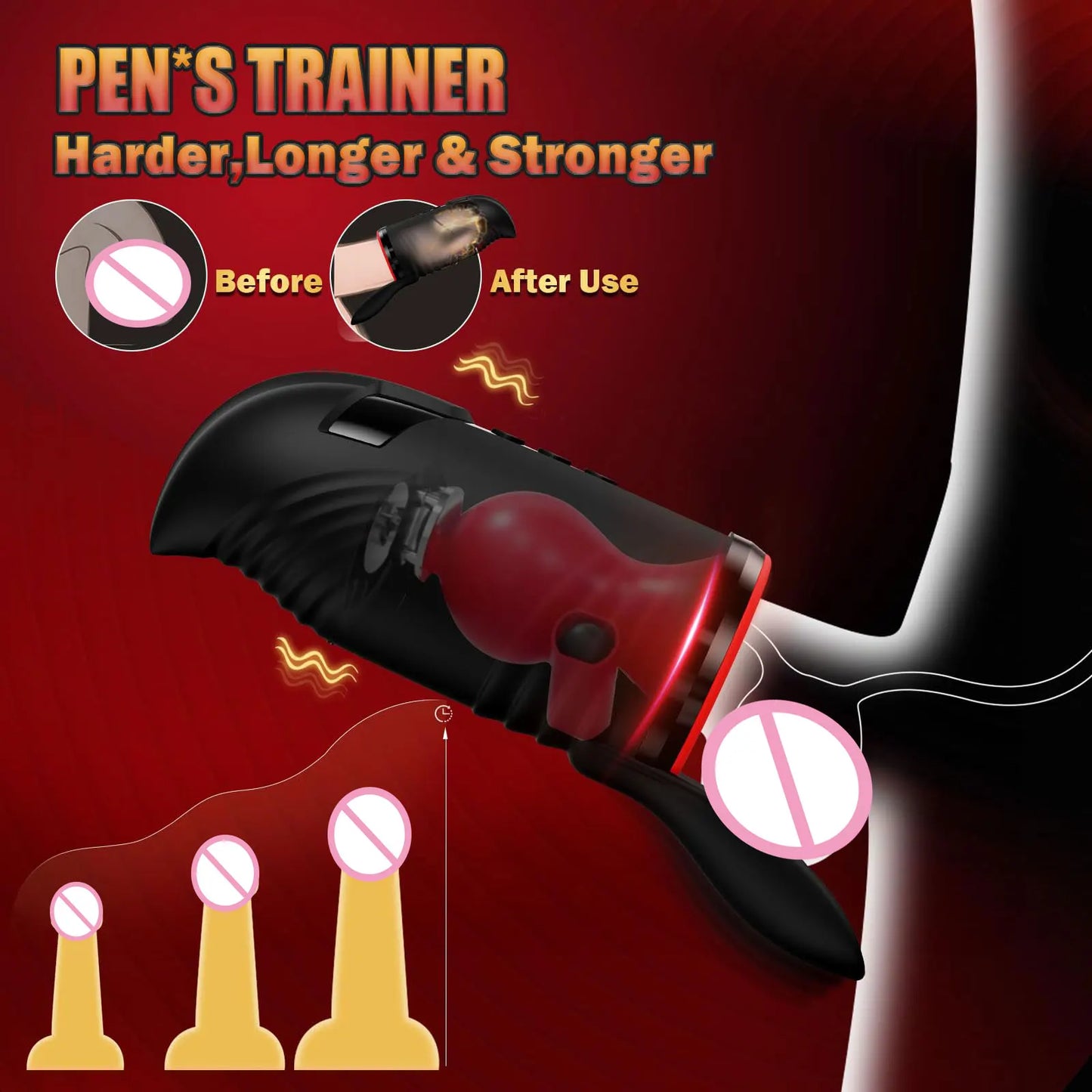 Penis & Testicle Massager - Vibrating Blowjob Machine with Delay Training