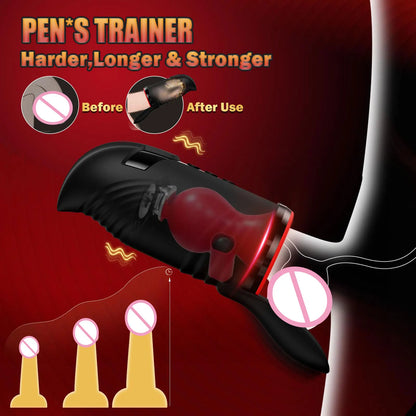 Penis & Testicle Massager - Vibrating Blowjob Machine with Delay Training