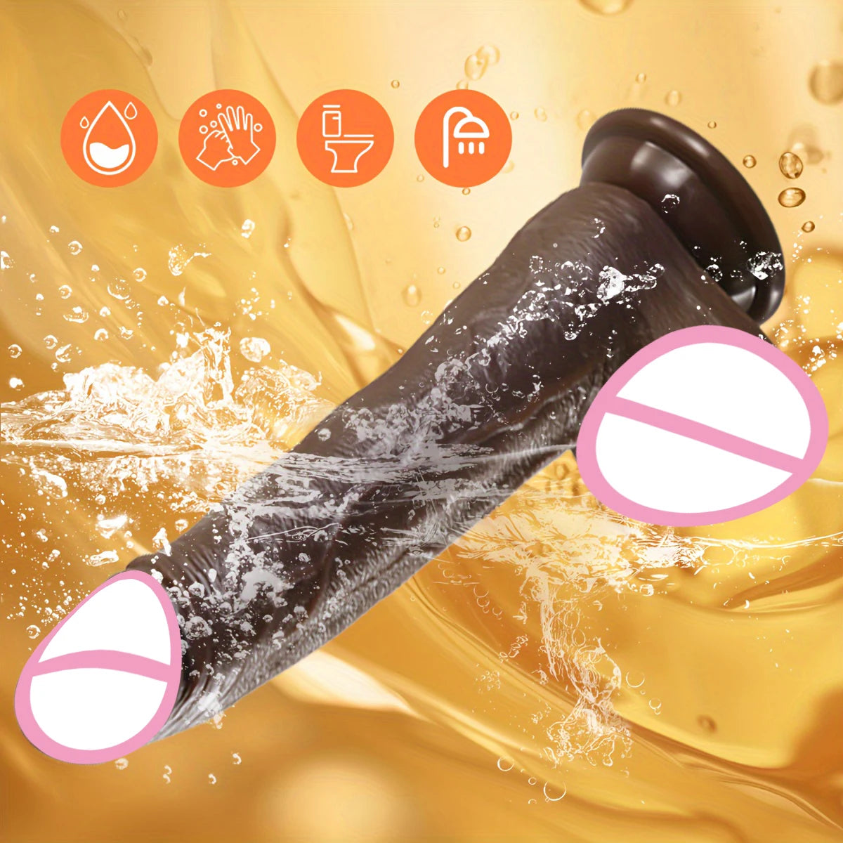 Black Heating Realistic Dildo for G-Spot Massage