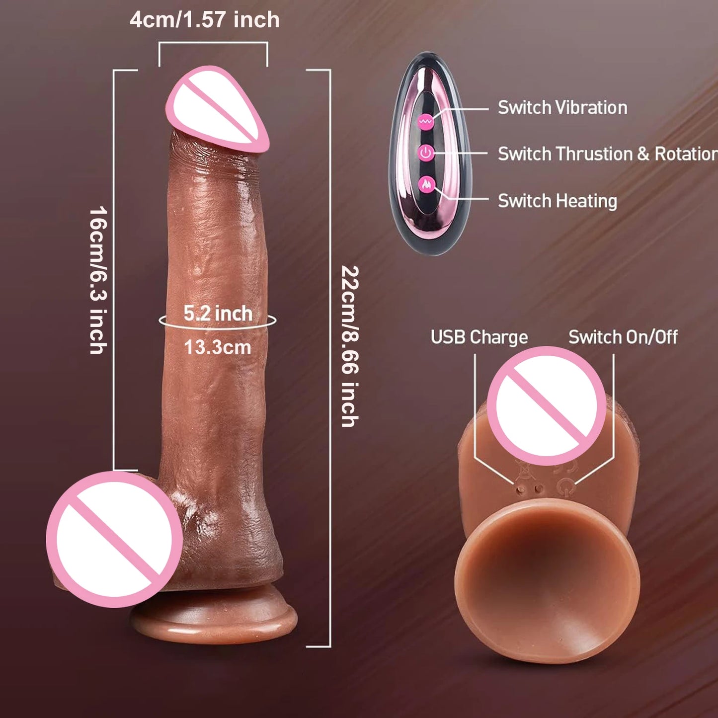 Wireless Heated Dildo for G-Spot Stimulation
