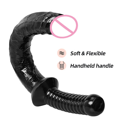 Long Silicone Dildo with Handle for Adults