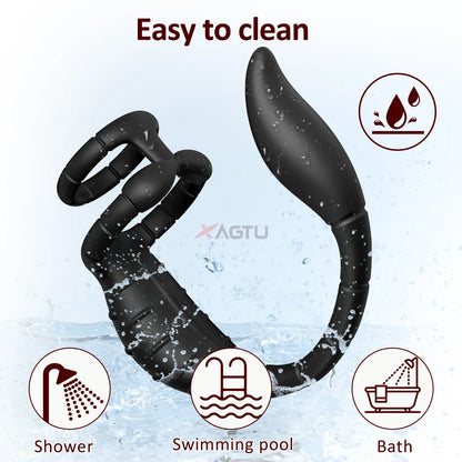APP Control Cock Ring & Vibrating Butt Plug Prostate Massager Combo