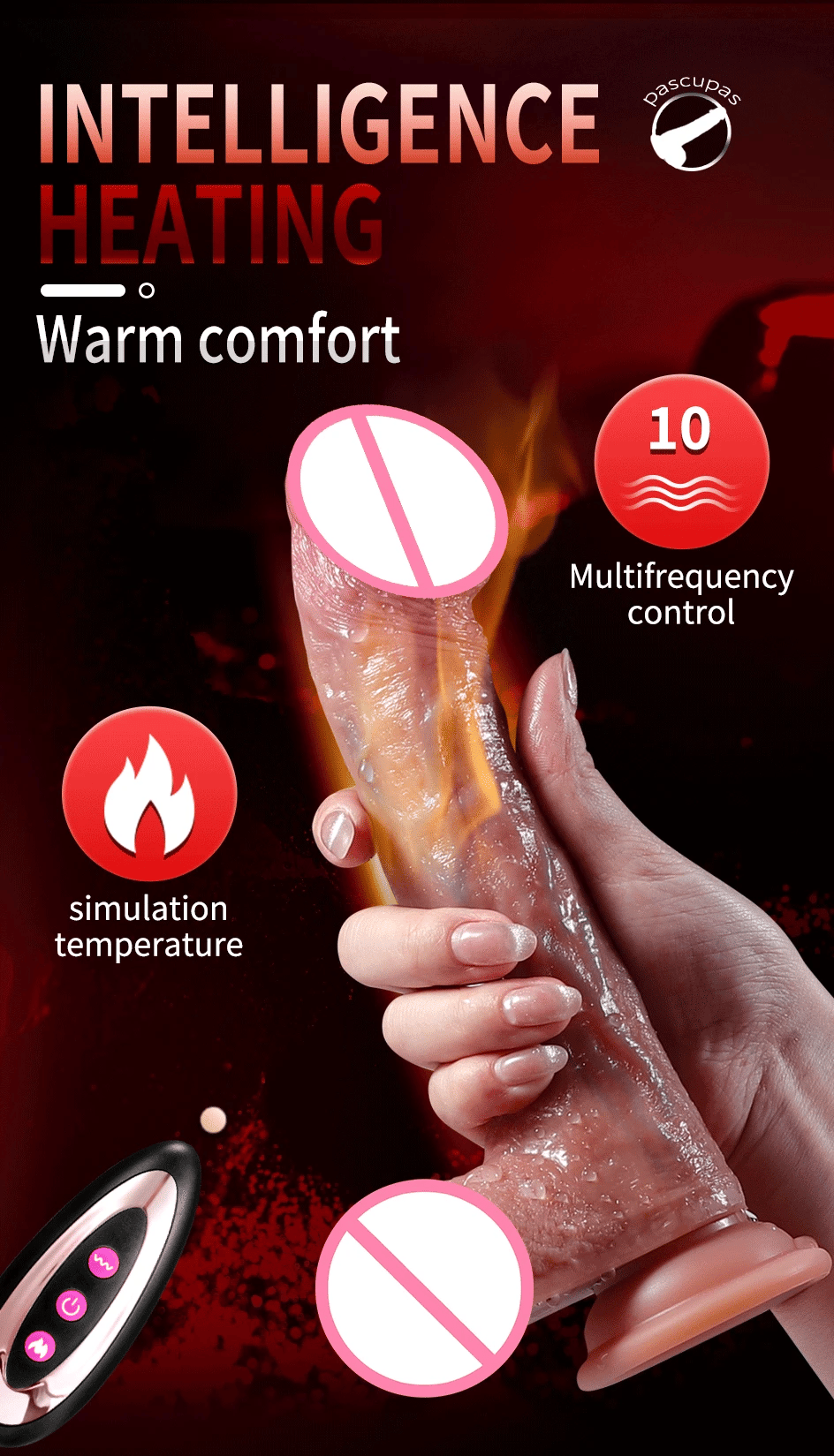 Heating Realistic Dildo with Remote Control