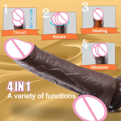 Black Heating Realistic Dildo for G-Spot Massage