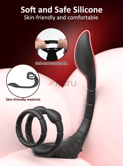 APP Control Cock Ring & Vibrating Butt Plug Prostate Massager Combo