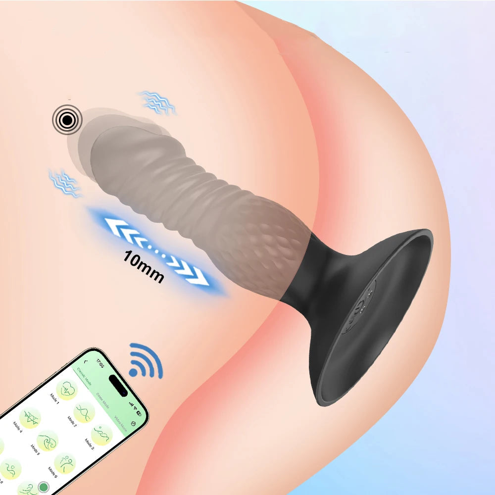 APP Controlled Thrusting Butt Plug & Telescopic Prostate Massager