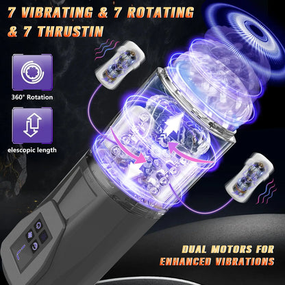 LCD Automatic Male Masturbator with 7 Vibrating Rotating Thrusting & Licking Modes