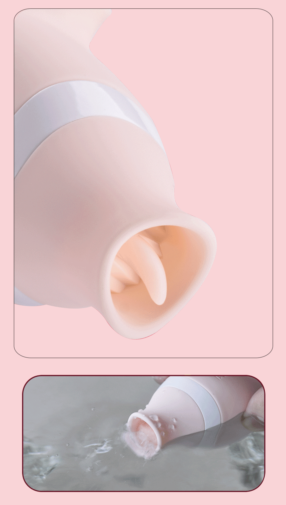  Close-up of SparkleMini soft silicone nozzle designed for gentle clitoris air-pulse stimulation and
nipple massage.