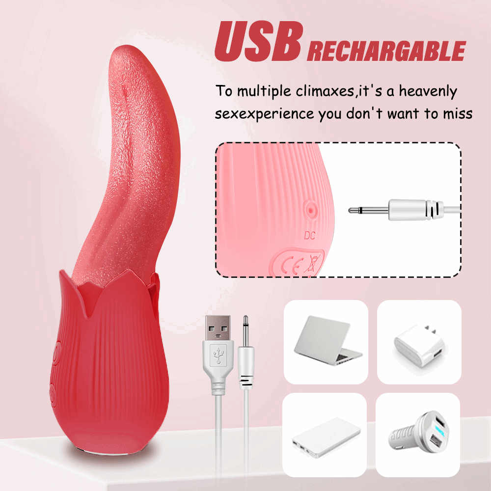20-Frequency Rose Toy with Realistic Tongue-Licking Sensation